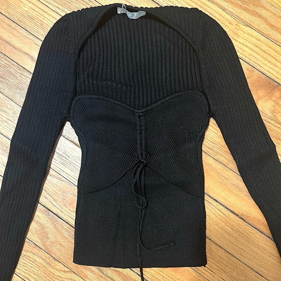 NEW ASTR The Label | Revolve Black Ribbed Cutout Cortana Sweater Small - Picture 4 of 9